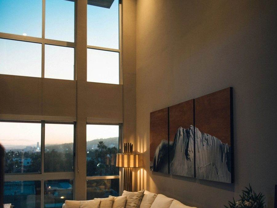Double-height living room interior