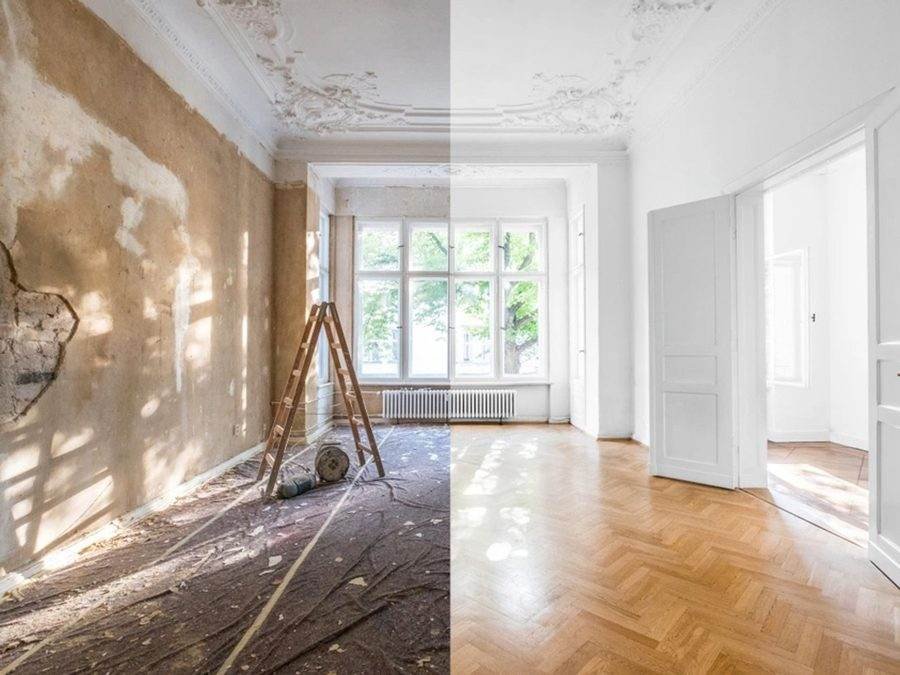 Interior renovation, before and after